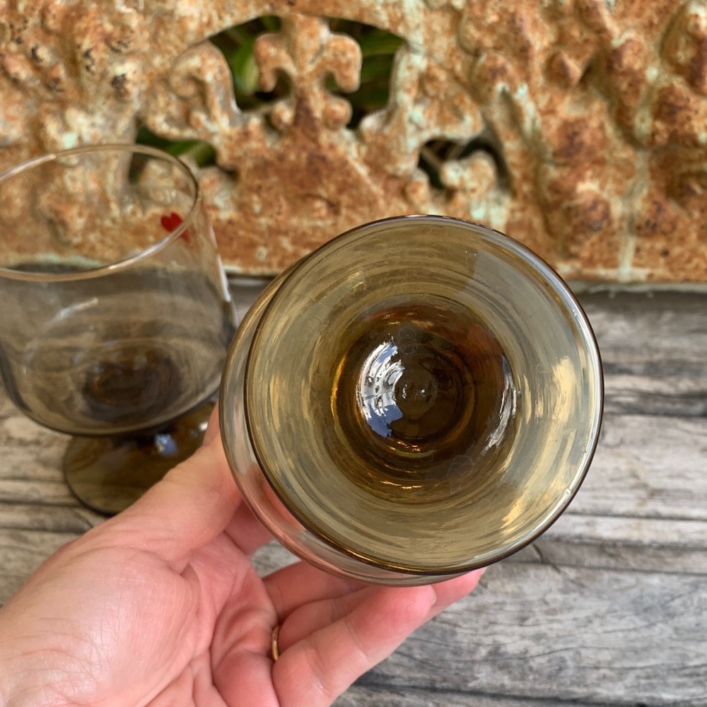 Vintage 70’s Smoky Glass Pocono Love Potion Glasses - Picture 6 of 8